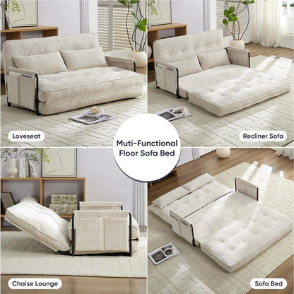 Mixoy Muti-Functional Folding Floor Sofa Bed,Lazy Sofa with Pillows,6 Position Adjustable Backrest-2+1