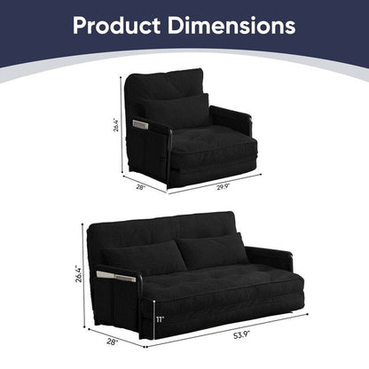 Mixoy Muti-Functional Folding Floor Sofa Bed,Lazy Sofa with Pillows,6 Position Adjustable Backrest-2+1