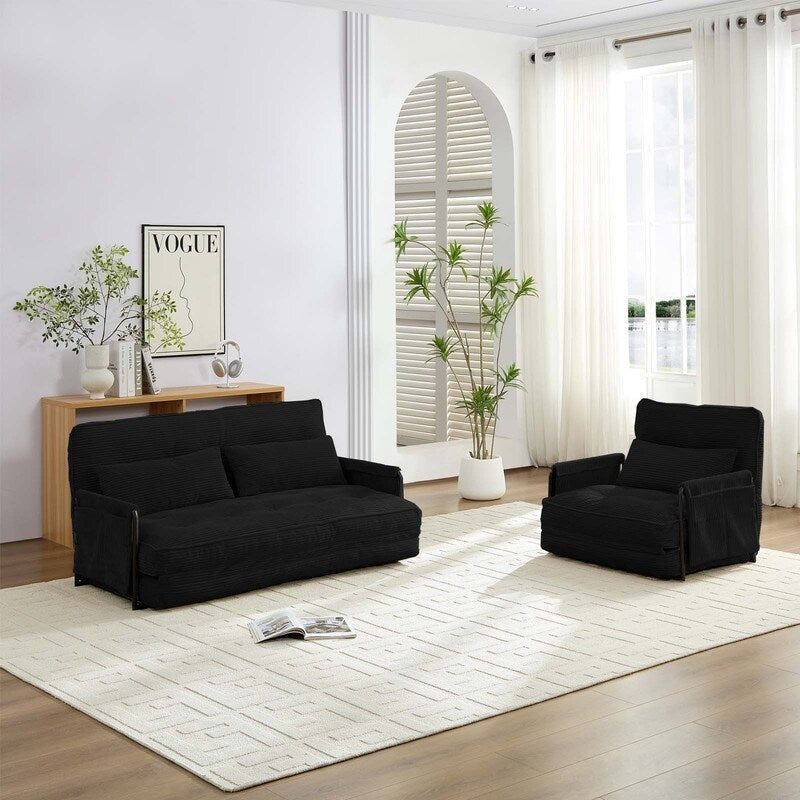 Mixoy Muti-Functional Folding Floor Sofa Bed,Lazy Sofa with Pillows,6 Position Adjustable Backrest-2+1