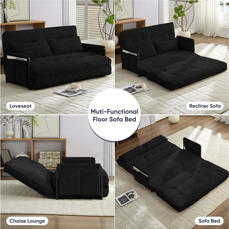 Mixoy Muti-Functional Folding Futon Floor Sofa Bed Sets with Pillows,6 Position Adjustable Backrest-3+2+1