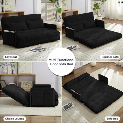 Mixoy Muti-Functional Folding Futon Floor Sofa Bed Sets with Pillows,6 Position Adjustable Backrest-3+2+1