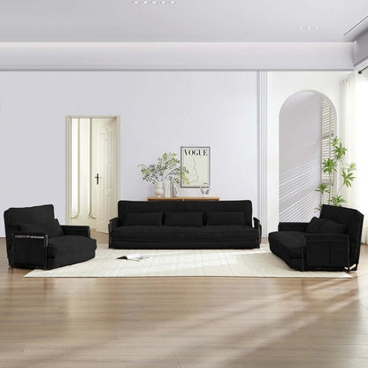 Mixoy Muti-Functional Folding Futon Floor Sofa Bed Sets with Pillows,6 Position Adjustable Backrest-3+2+1