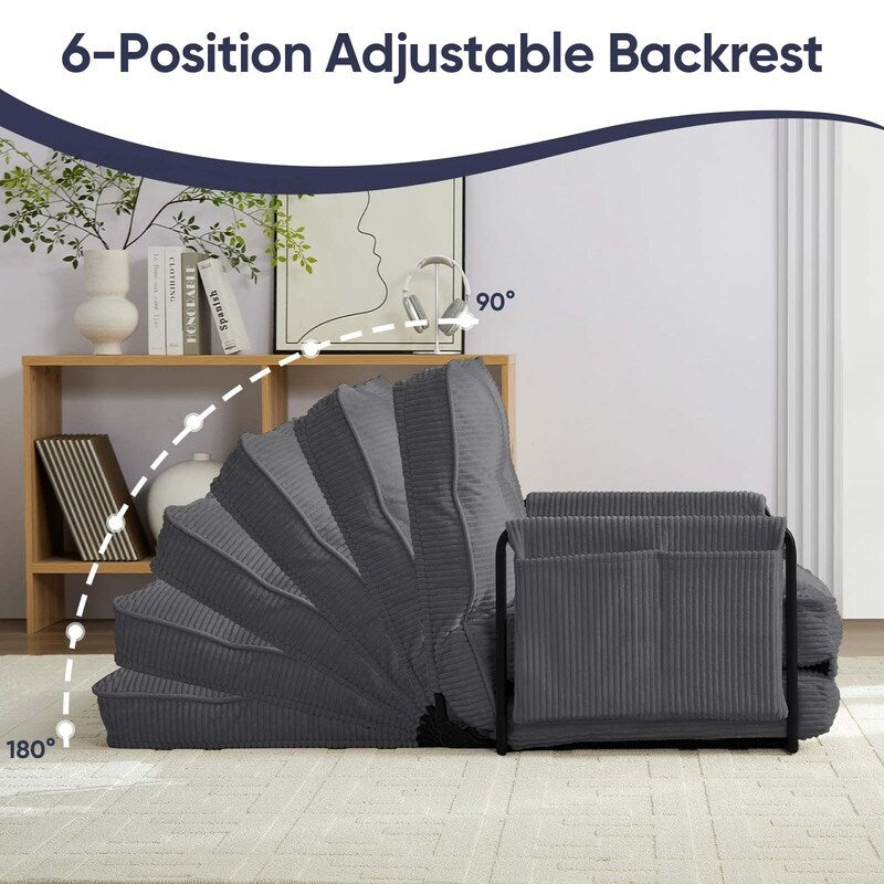 Mixoy Muti-Functional Folding Futon Floor Sofa Bed Sets with Pillows,6 Position Adjustable Backrest-3+2+1