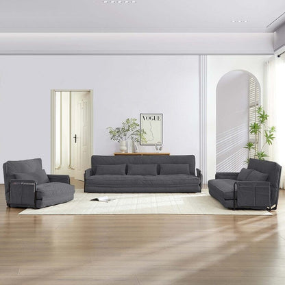 Mixoy Muti-Functional Folding Futon Floor Sofa Bed Sets with Pillows,6 Position Adjustable Backrest-3+2+1