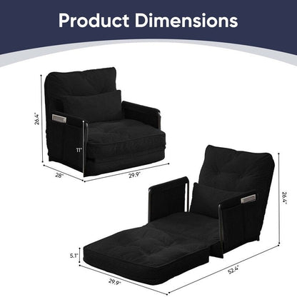 Mixoy Muti-Functional Folding Futon Floor Sofa Bed Sets with Pillows,6 Position Adjustable Backrest-3+2+1