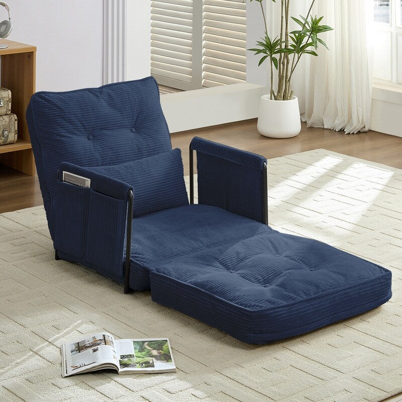 Mixoy Muti-Functional Folding Futon Floor Sofa Bed,Single Lazy Sofa with Pillows,6 Position Adjustable Backrest
