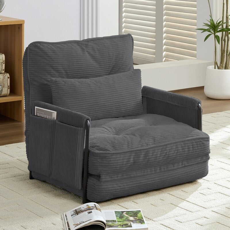 Mixoy Muti-Functional Folding Futon Floor Sofa Bed,Single Lazy Sofa with Pillows,6 Position Adjustable Backrest