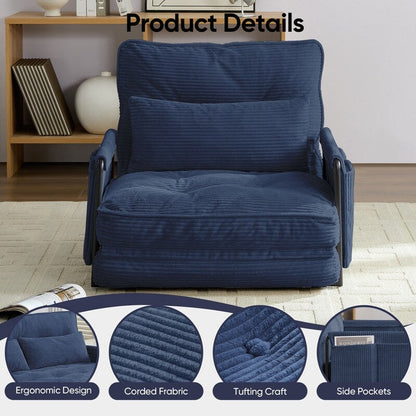 Mixoy Muti-Functional Folding Futon Floor Sofa Bed,Single Lazy Sofa with Pillows,6 Position Adjustable Backrest