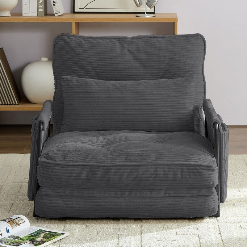 Mixoy Muti-Functional Folding Futon Floor Sofa Bed,Single Lazy Sofa with Pillows,6 Position Adjustable Backrest