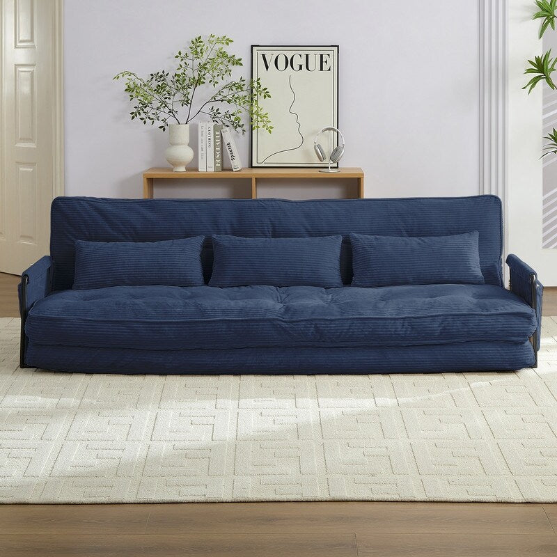 Mixoy Muti-Functional Folding Futon Sofa Bed Floor Sofa Bedï¼?-Seater Lazy Sofa with Pillows,6 Position Adjustable Backrest