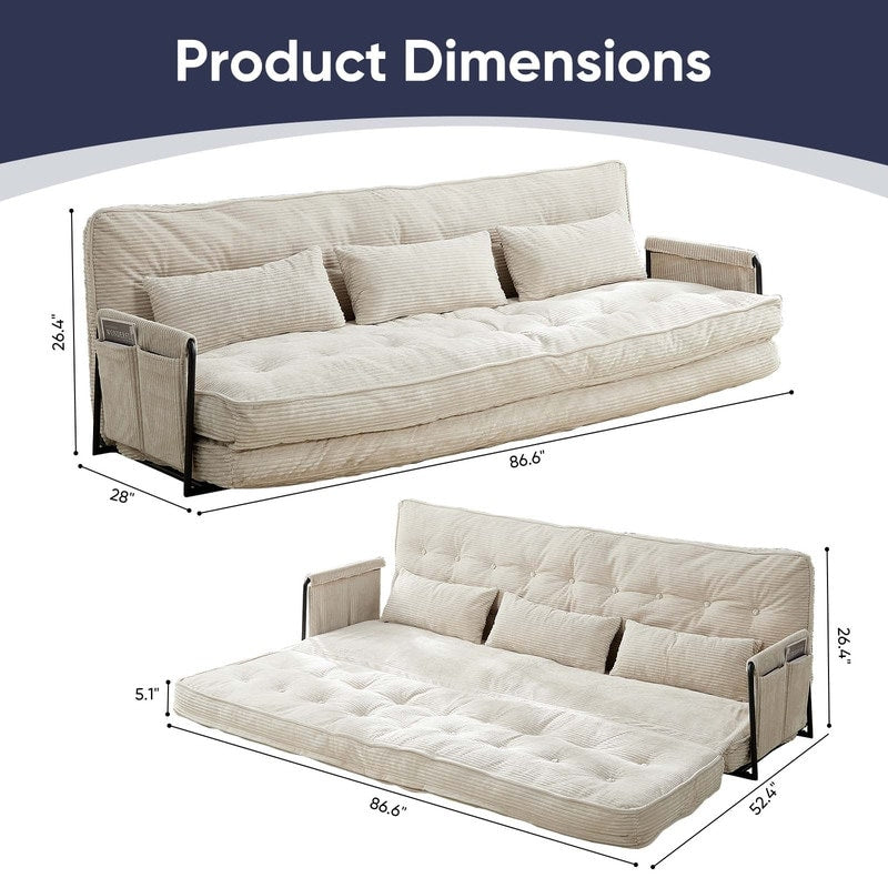 Mixoy Muti-Functional Folding Futon Floor Sofa Bed Sets with Pillows,6 Position Adjustable Backrest-3+2+1