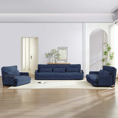 Mixoy Muti-Functional Folding Futon Floor Sofa Bed Sets with Pillows,6 Position Adjustable Backrest-3+2+1