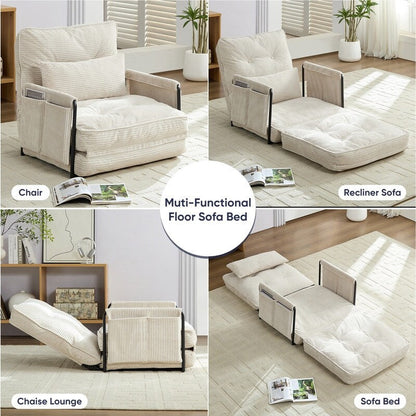 Mixoy Muti-Functional Folding Futon Floor Sofa Bed Sets with Pillows,6 Position Adjustable Backrest-3+2+1