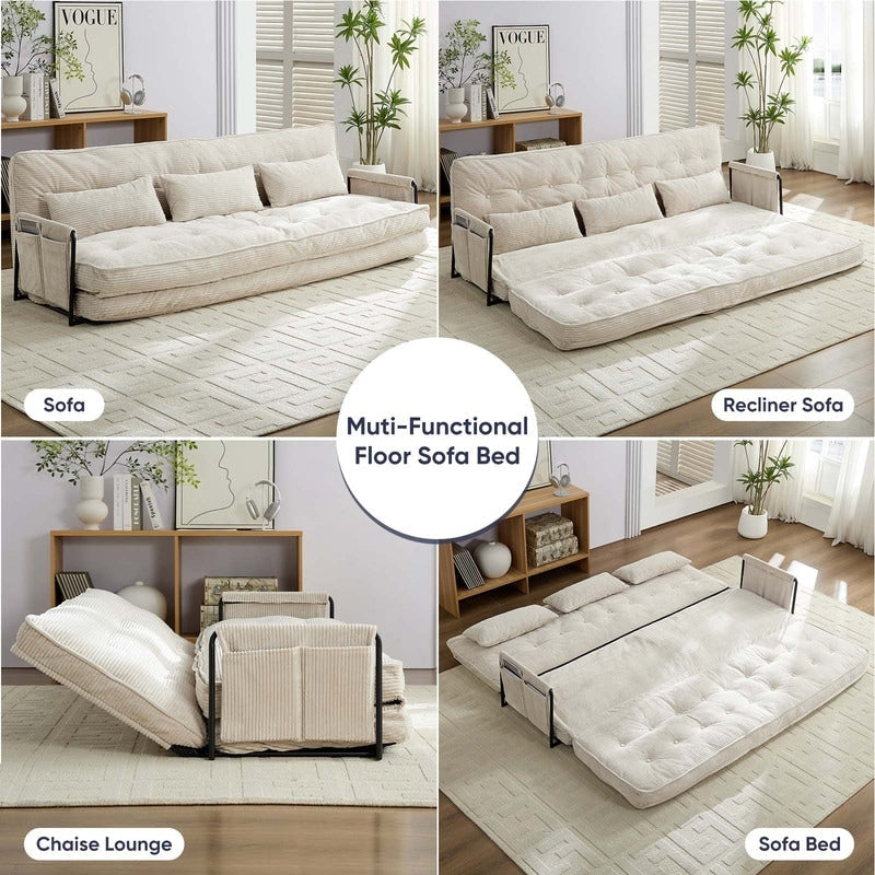 Mixoy Muti-Functional Folding Futon Floor Sofa Bed Sets with Pillows,6 Position Adjustable Backrest-3+2+1
