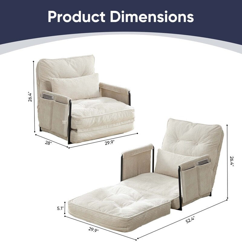 Mixoy Muti-Functional Folding Futon Floor Sofa Bed Sets with Pillows,6 Position Adjustable Backrest-3+2+1