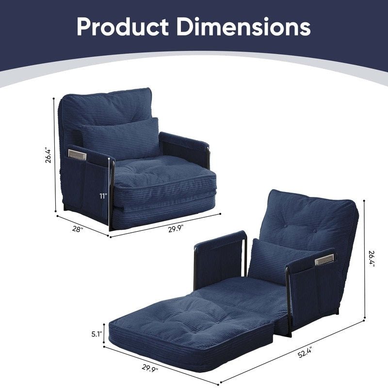 Mixoy Muti-Functional Folding Futon Floor Sofa Bed Sets with Pillows,6 Position Adjustable Backrest-3+2+1