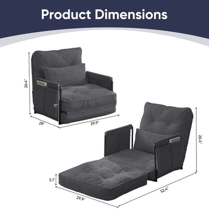 Mixoy Muti-Functional Folding Futon Floor Sofa Bed Sets with Pillows,6 Position Adjustable Backrest-3+2+1