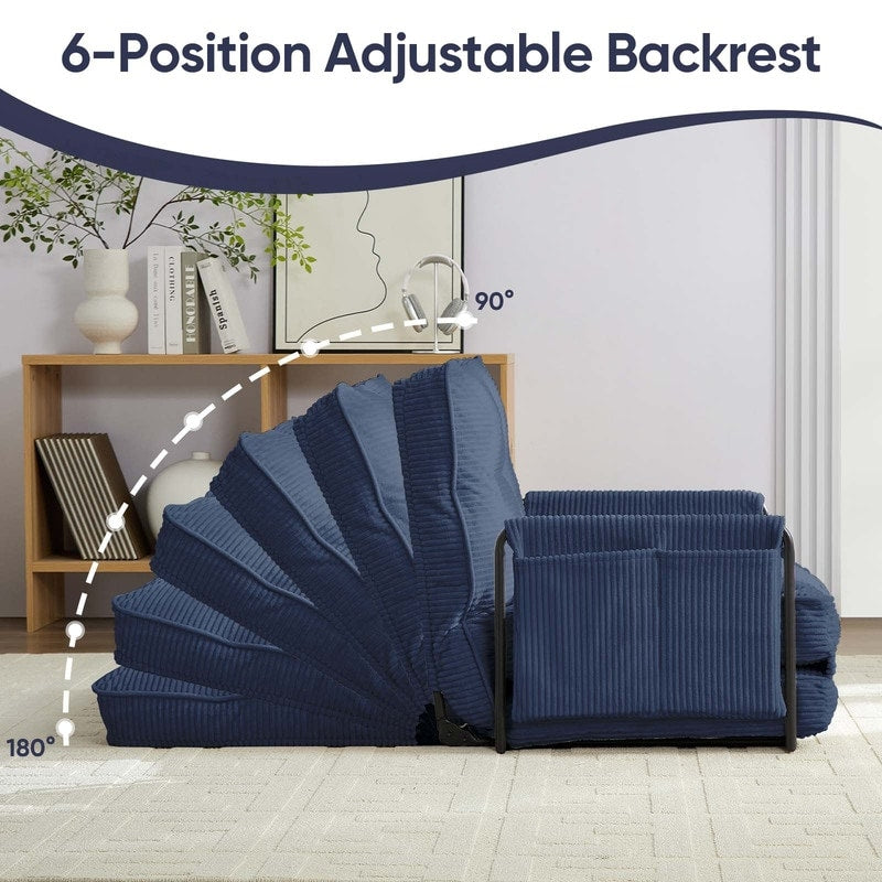 Mixoy Muti-Functional Folding Futon Floor Sofa Bed Sets with Pillows,6 Position Adjustable Backrest-3+2+1