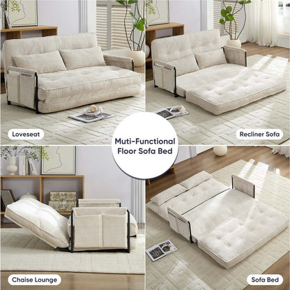 Mixoy Muti-Functional Folding Futon Floor Sofa Bed Sets with Pillows,6 Position Adjustable Backrest-3+2+1