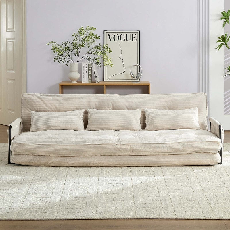 Mixoy Muti-Functional Folding Futon Floor Sofa Bed Sets with Pillows,6 Position Adjustable Backrest-3+2+1