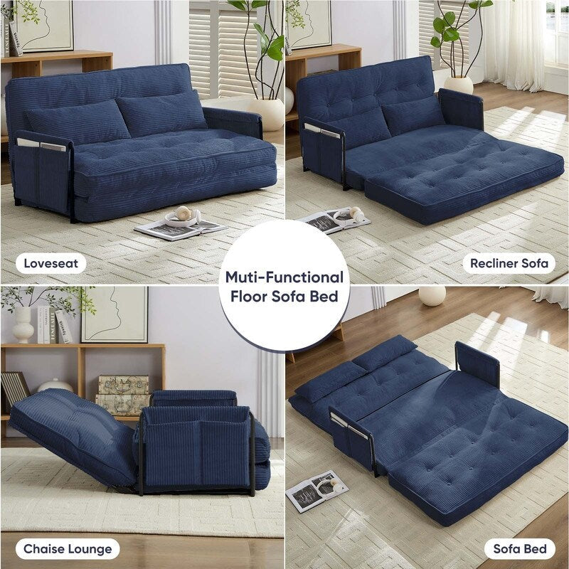 Mixoy Muti-Functional Folding Futon Floor Sofa Bed Sets with Pillows,6 Position Adjustable Backrest-3+2+1