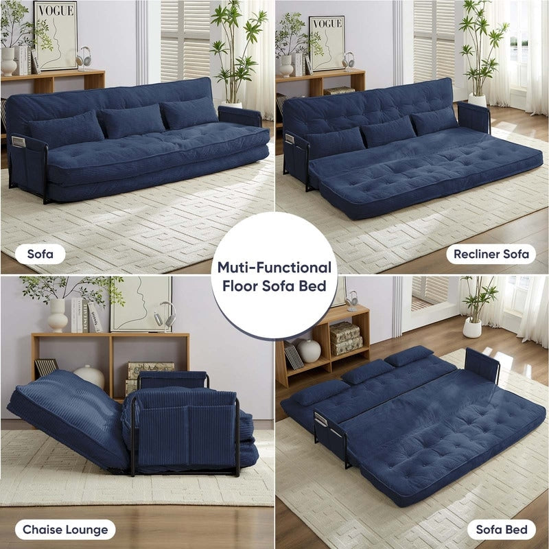 Mixoy Muti-Functional Folding Futon Floor Sofa Bed Sets with Pillows,6 Position Adjustable Backrest-3+2+1