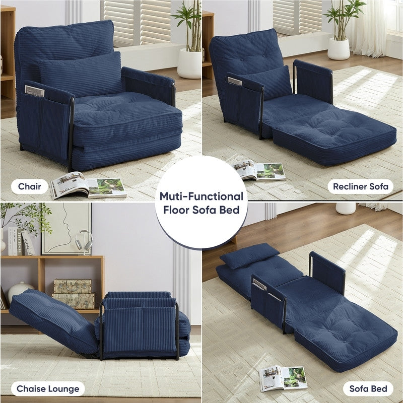 Mixoy Muti-Functional Folding Futon Floor Sofa Bed Sets with Pillows,6 Position Adjustable Backrest-3+2+1