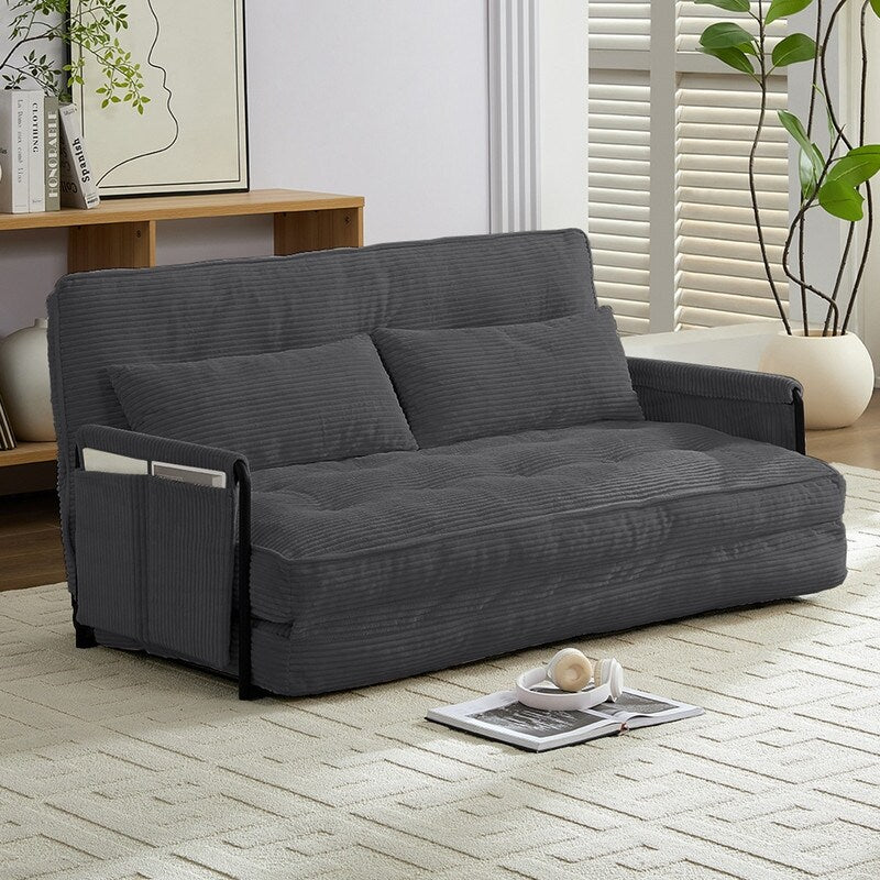 Mixoy Muti-Functional Folding Loveseat Floor Sofa Bed,Lazy Sofa with Pillows,6 Position Adjustable Backrest
