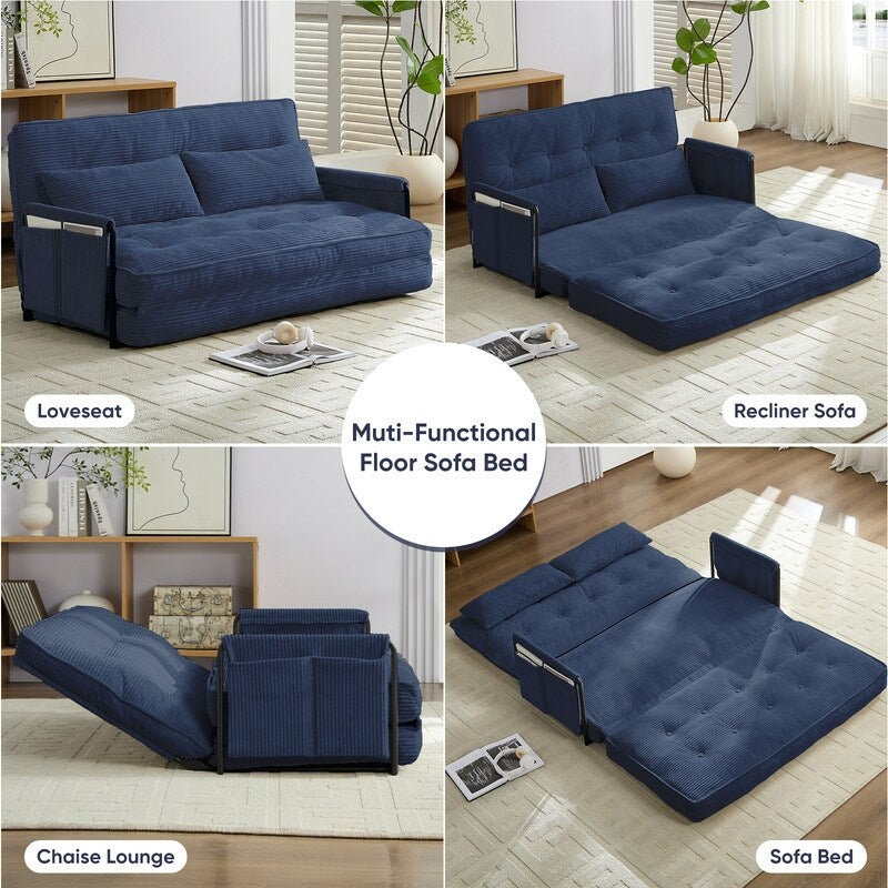 Mixoy Muti-Functional Folding Loveseat Floor Sofa Bed,Lazy Sofa with Pillows,6 Position Adjustable Backrest