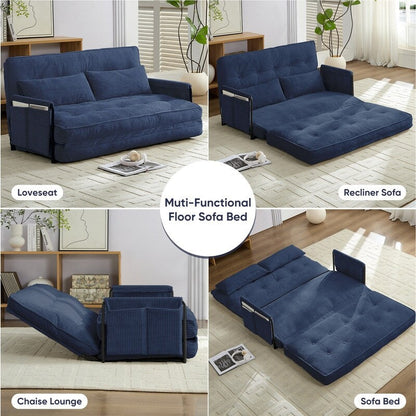 Mixoy Muti-Functional Folding Loveseat Floor Sofa Bed,Lazy Sofa with Pillows,6 Position Adjustable Backrest
