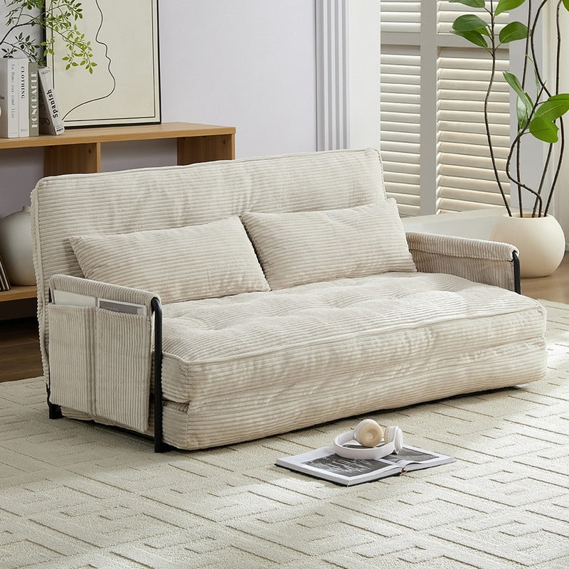 Mixoy Muti-Functional Folding Loveseat Floor Sofa Bed,Lazy Sofa with Pillows,6 Position Adjustable Backrest