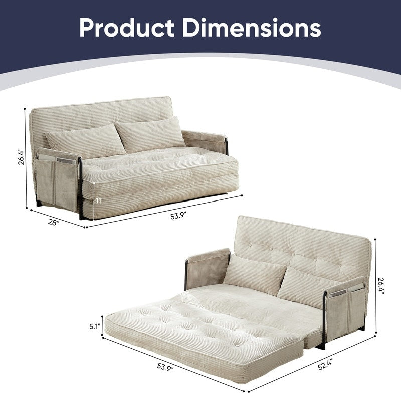 Mixoy Muti-Functional Folding Loveseat Floor Sofa Bed,Lazy Sofa with Pillows,6 Position Adjustable Backrest