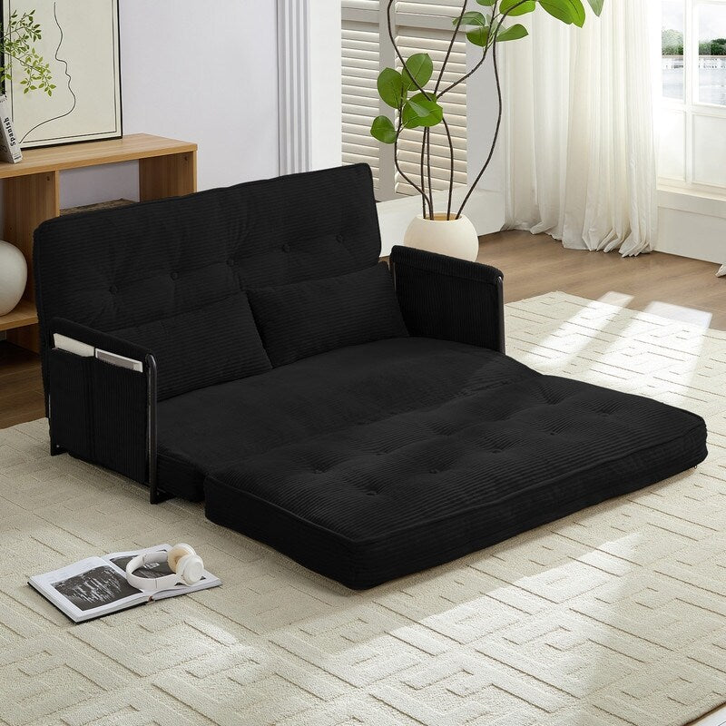 Mixoy Muti-Functional Folding Loveseat Floor Sofa Bed,Lazy Sofa with Pillows,6 Position Adjustable Backrest