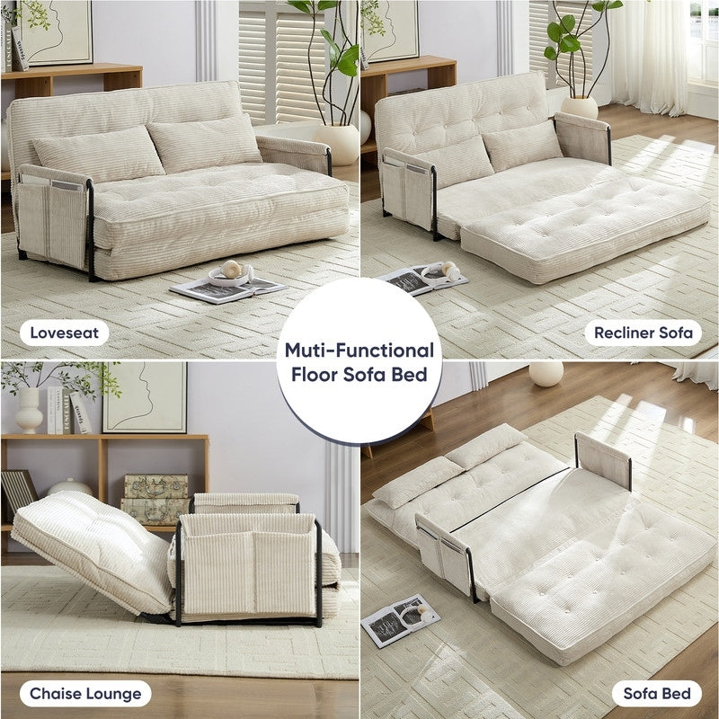 Mixoy Muti-Functional Folding Loveseat Floor Sofa Bed,Lazy Sofa with Pillows,6 Position Adjustable Backrest