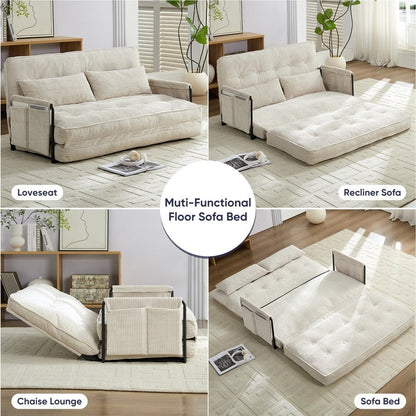 Mixoy Muti-Functional Folding Loveseat Floor Sofa Bed,Lazy Sofa with Pillows,6 Position Adjustable Backrest