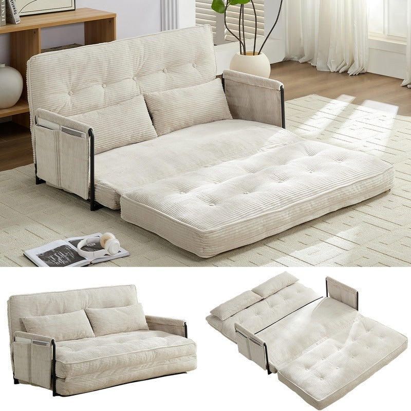 Mixoy Muti-Functional Folding Loveseat Floor Sofa Bed,Lazy Sofa with Pillows,6 Position Adjustable Backrest
