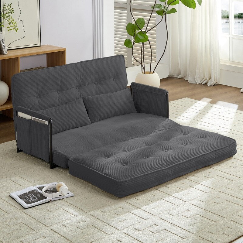 Mixoy Muti-Functional Folding Loveseat Floor Sofa Bed,Lazy Sofa with Pillows,6 Position Adjustable Backrest