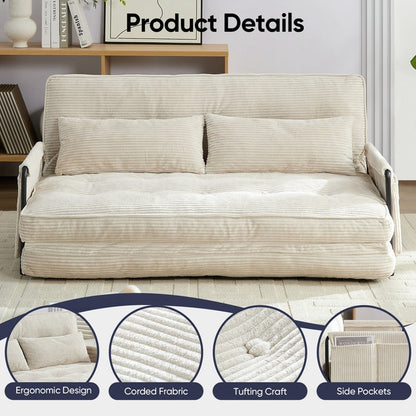 Mixoy Muti-Functional Folding Loveseat Floor Sofa Bed,Lazy Sofa with Pillows,6 Position Adjustable Backrest