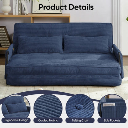 Mixoy Muti-Functional Folding Loveseat Floor Sofa Bed,Lazy Sofa with Pillows,6 Position Adjustable Backrest