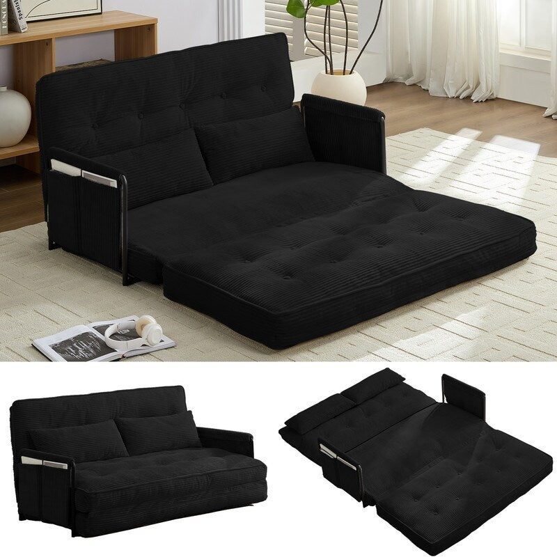 Mixoy Muti-Functional Folding Loveseat Floor Sofa Bed,Lazy Sofa with Pillows,6 Position Adjustable Backrest