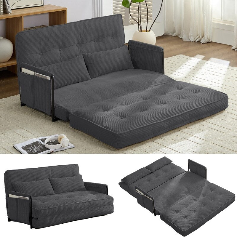 Mixoy Muti-Functional Folding Loveseat Floor Sofa Bed,Lazy Sofa with Pillows,6 Position Adjustable Backrest