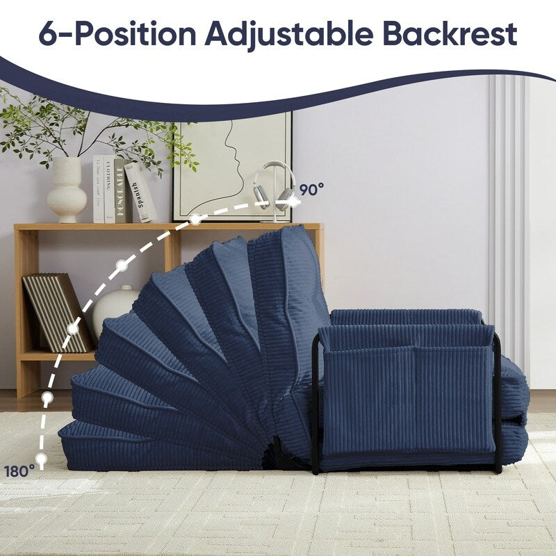 Mixoy Muti-Functional Folding Loveseat Floor Sofa Bed,Lazy Sofa with Pillows,6 Position Adjustable Backrest