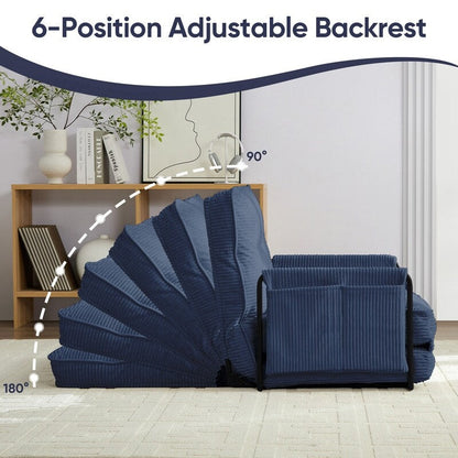 Mixoy Muti-Functional Folding Loveseat Floor Sofa Bed,Lazy Sofa with Pillows,6 Position Adjustable Backrest
