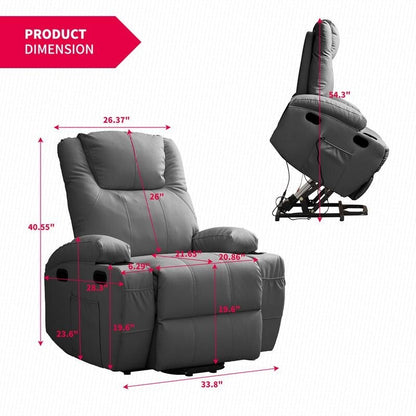 Mixoy Power Lift Massage Recliner Chair for Elderly,with Heat,Infinite Position,Side Pocket,Cup Holders,USB Charge Port