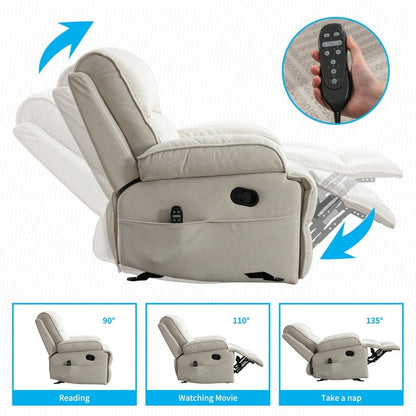 Mixoy Reclining Sofa Chair,Baby Velour Fabric Lazy Sofa Lift Oversized Massage Chair with Heat Vibration Function