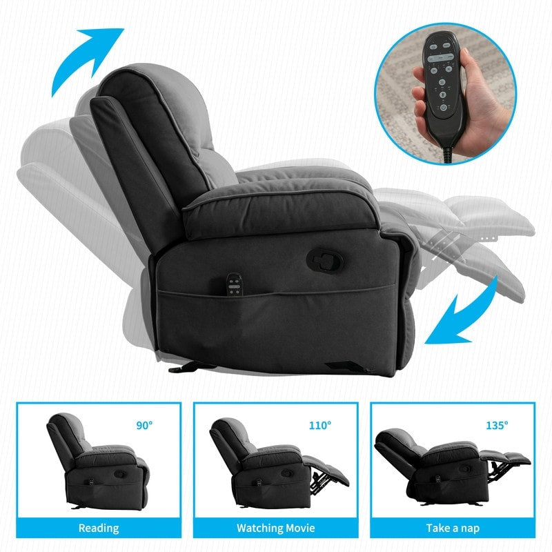 Mixoy Reclining Sofa Chair,Baby Velour Fabric Lazy Sofa Lift Oversized Massage Chair with Heat Vibration Function