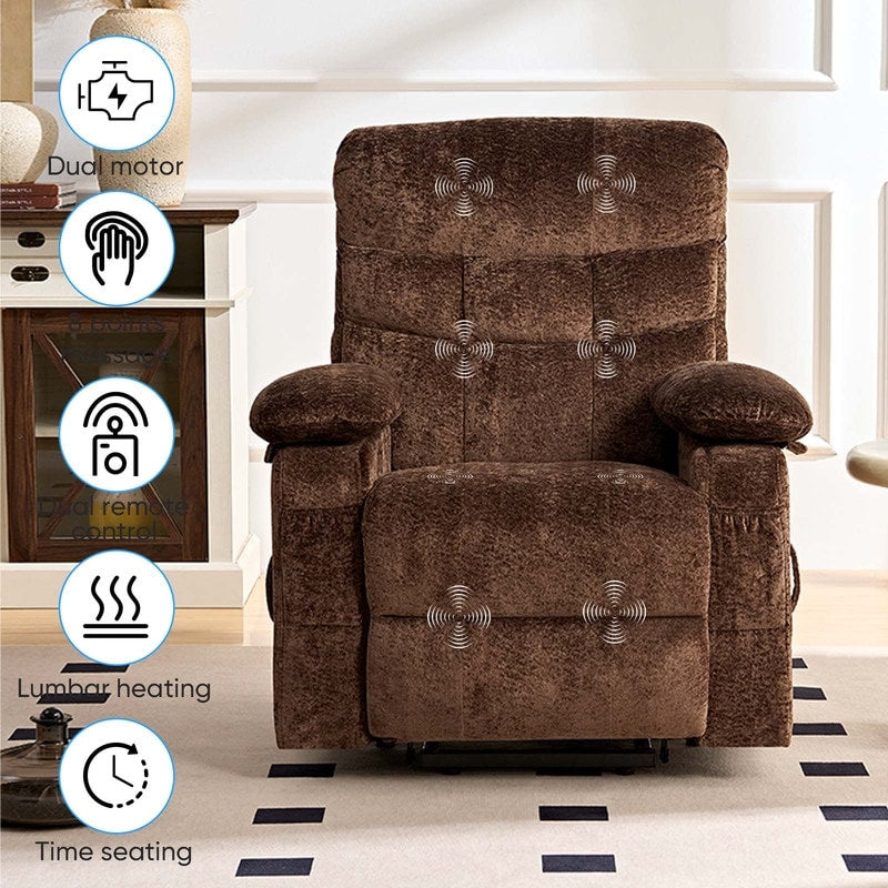 Mixoy Velvet Power Lift Recliners Chair,Dual Motor Heat Massage Electric Recliner Chair with Remote