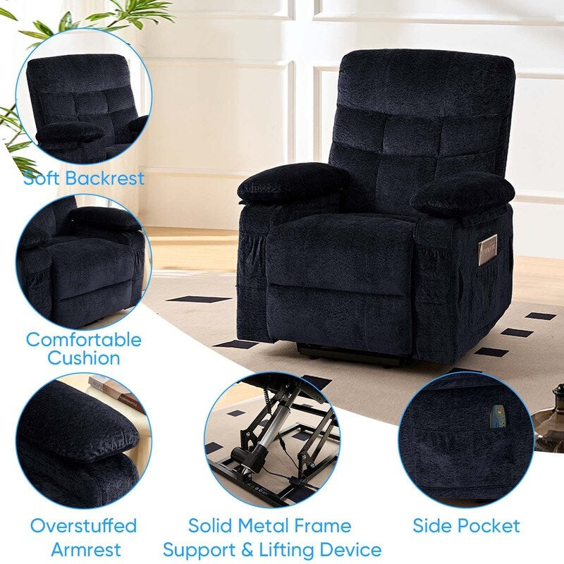 Mixoy Velvet Power Lift Recliners Chair,Dual Motor Heat Massage Electric Recliner Chair with Remote