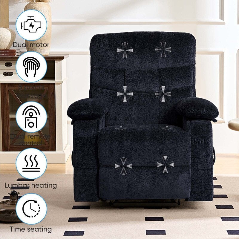 Mixoy Velvet Power Lift Recliners Chair,Dual Motor Heat Massage Electric Recliner Chair with Remote