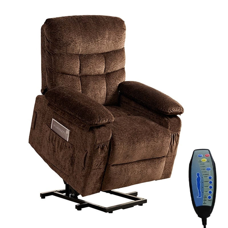 Mixoy Velvet Power Lift Recliners Chair,Dual Motor Heat Massage Electric Recliner Chair with Remote